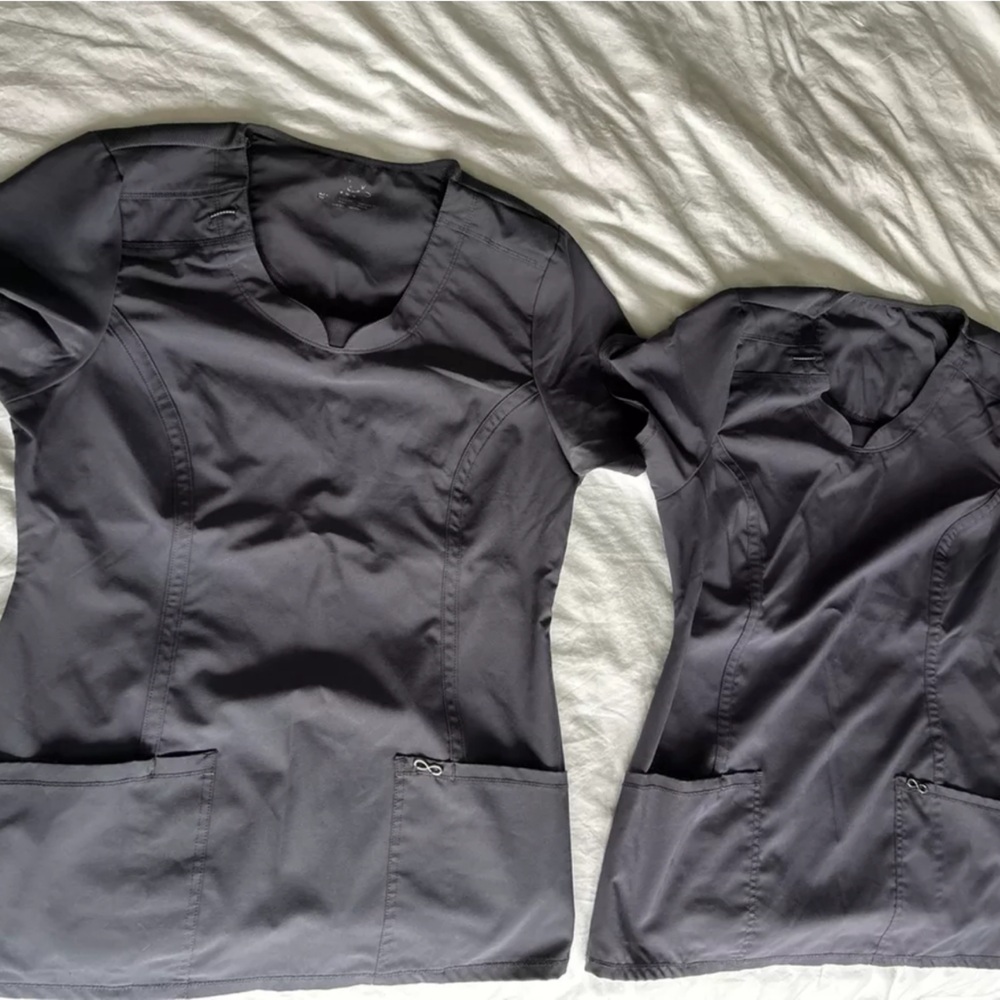 Lot Of 2 Gray Cherokee Infinity Women’s Scrub Top- Medium